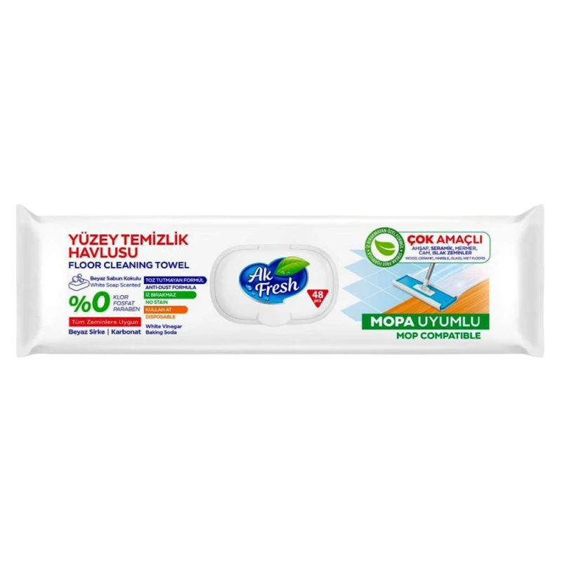 Lavete umede pardoseli  sapun alb si bicarbonat AK Fresh 48buc